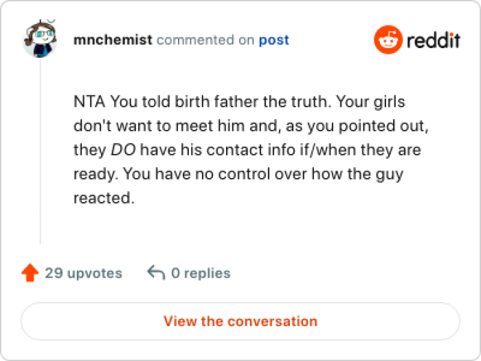 The OP told him the truth