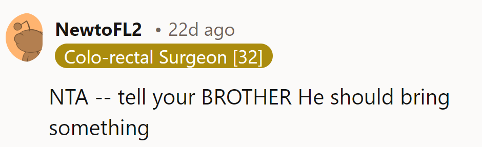 Let him bring a dish!