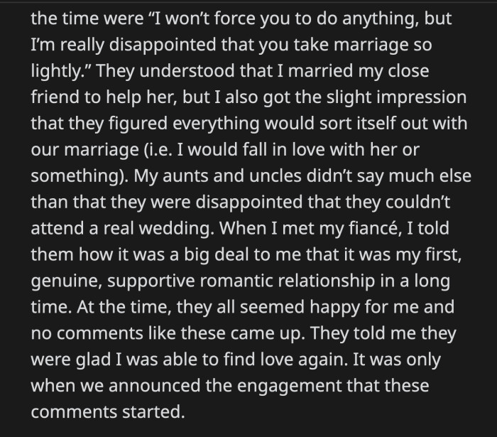 OP's Family Was Disappointed Back Then That He Took Marriage So Lightly and That They Couldn't Attend a Ceremony. Their Comments Only Started After OP Announced His Engagement.
