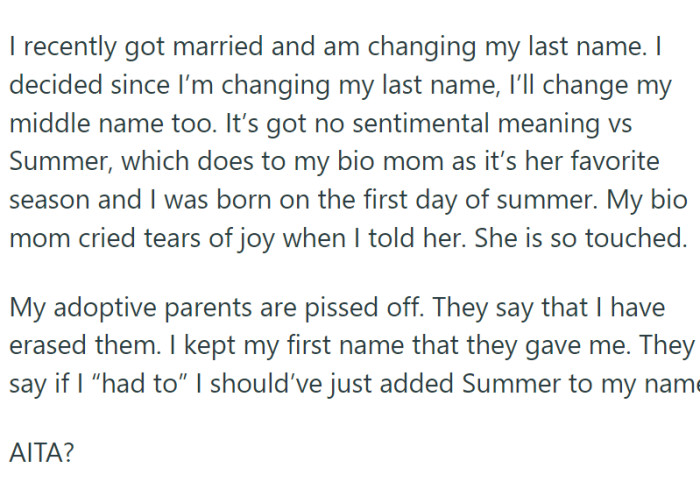 She decided to change her middle name