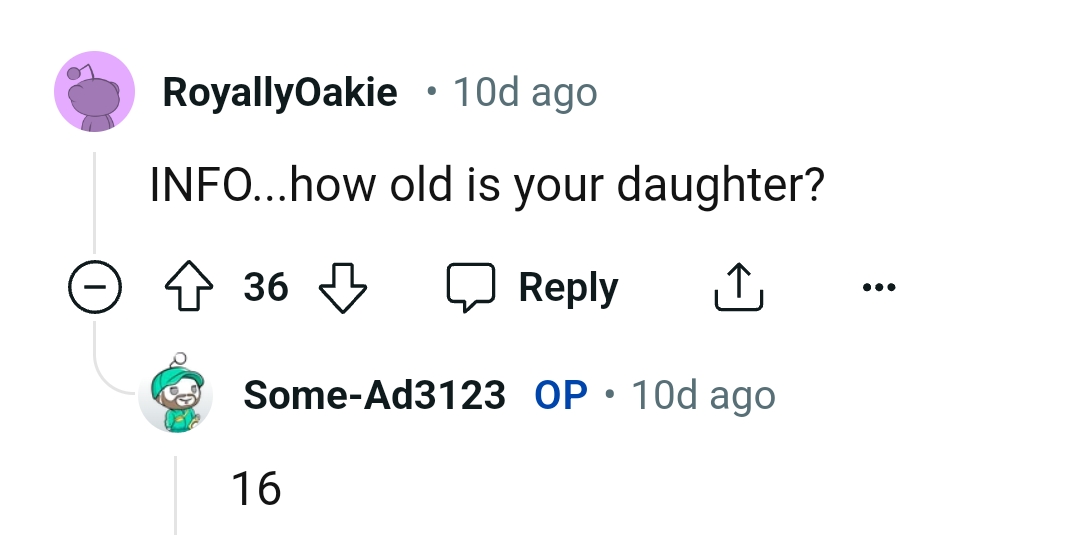 The OP Reveals His Daughter's Age
