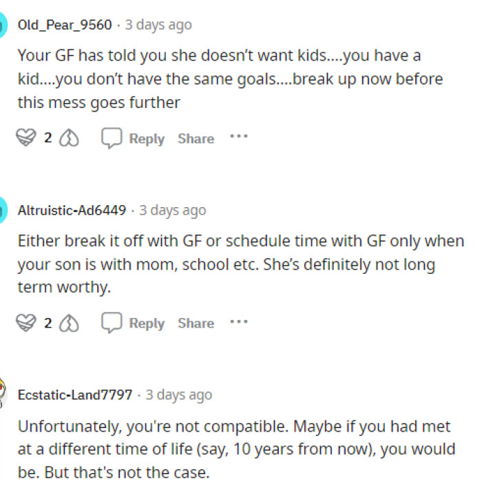 It's very clear what the answer is here, and we think that OP probably knows that too but is unfortunately not ready to let go. He has to put his kid first.