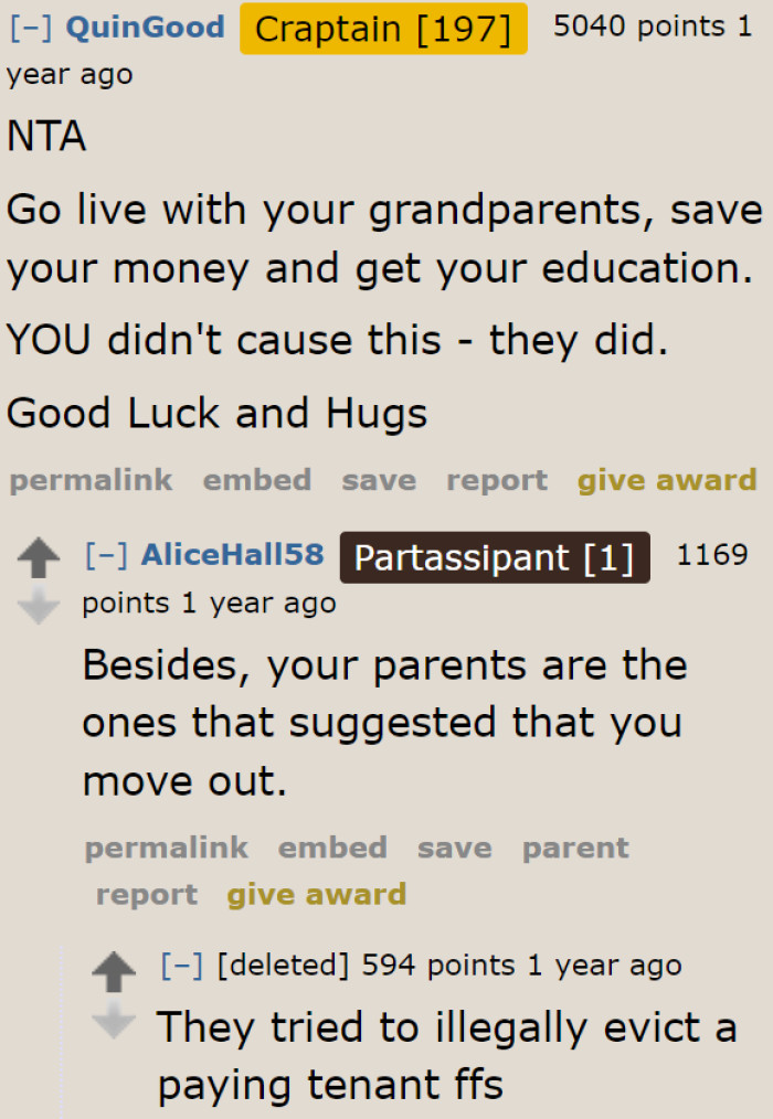 The OP is still 18, so it makes a lot of sense to get support from his grandparents.