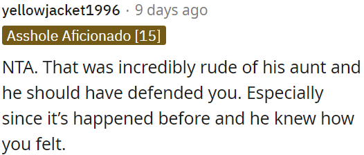 His aunt was very rude.