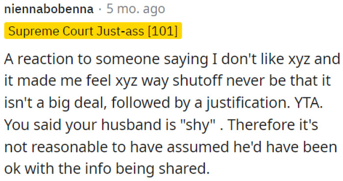 If OP described his husband as 
