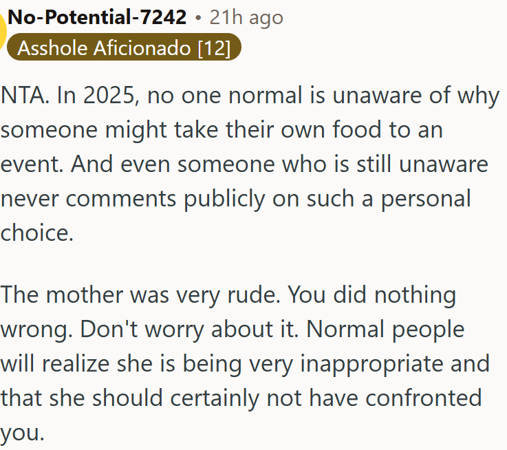 The mother was very rude.