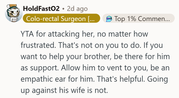Sometimes helping means listening, not lecturing—and knowing when to stay out of someone’s marriage.