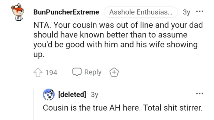 OP's dad should have known better than to assume everything will be cool