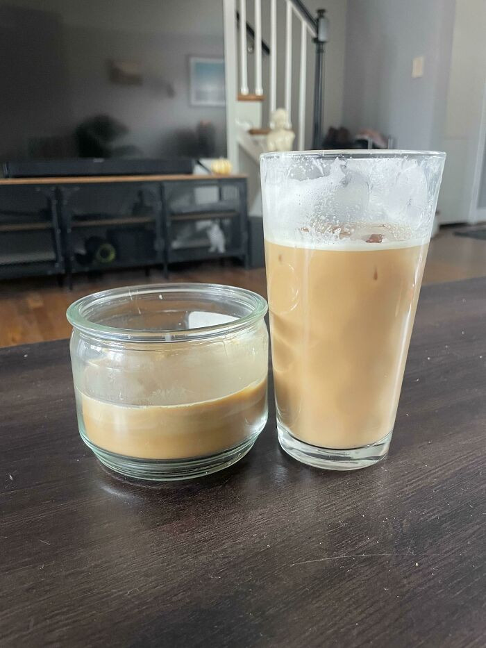 "My Morning Coffee Was The Exact Same Color As The Candle On My Coffee Table"