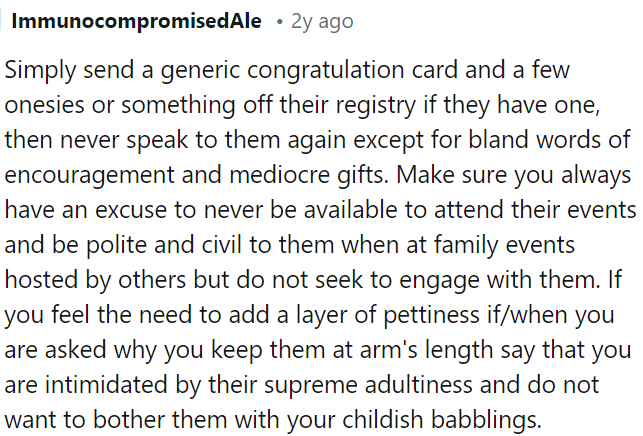 OP could send a basic congratulatory card and a gift from their registry if available.