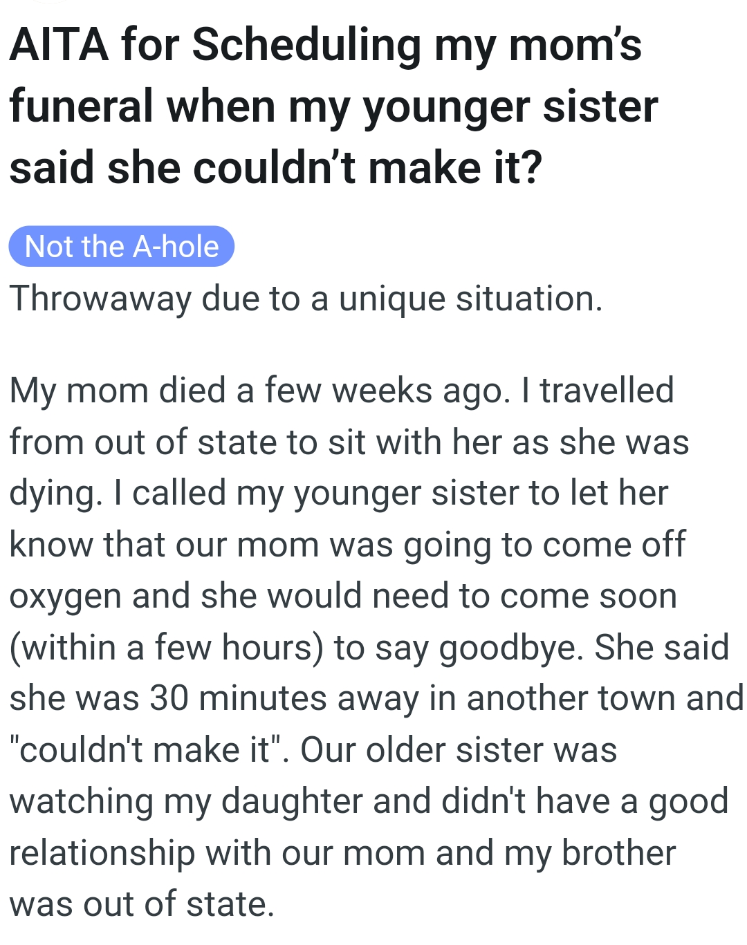 The OP kicks off her story