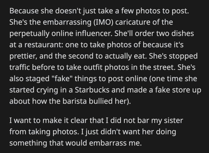 The guests were all staring at her, and she argued with the waiter who asked her to sit down