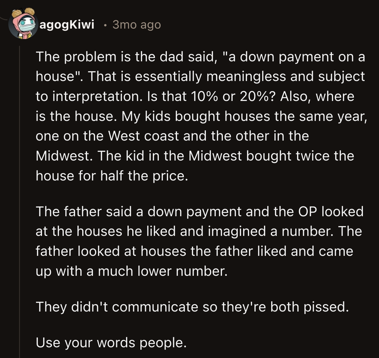 It could have all been avoided if OP and his dad acted like adults.