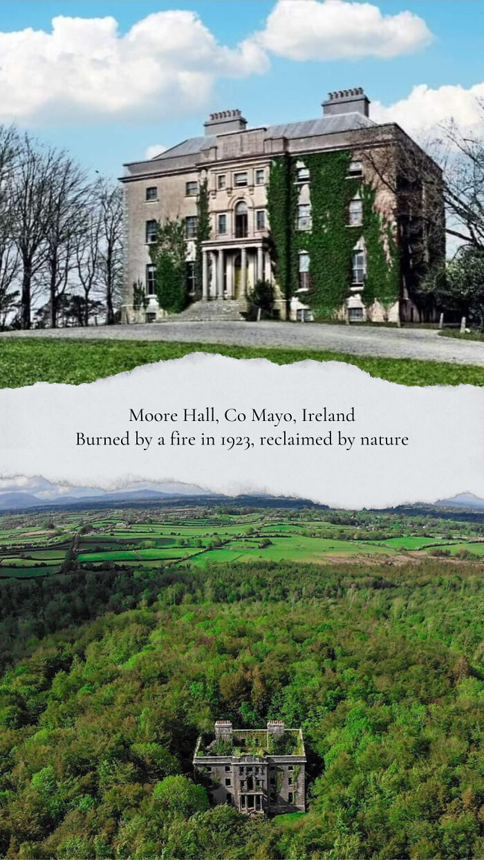 14. Ireland's Moore Hall: 1800s vs. Today