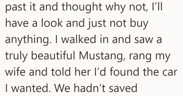 A moment of excitement takes over, framed as finding the perfect thing at the wrong time.
