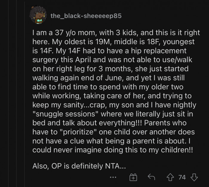 This mother still managed to treat her children equally despite life's challenges.