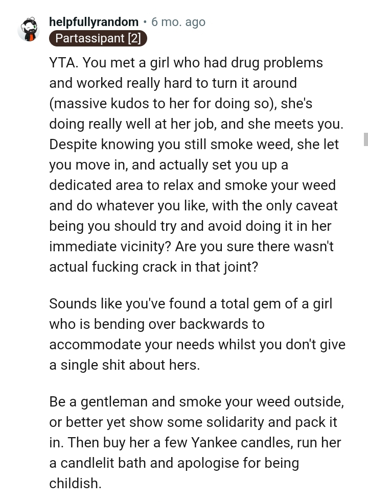 The OP has a gem of a girlfriend, and the OP doesn't care about her