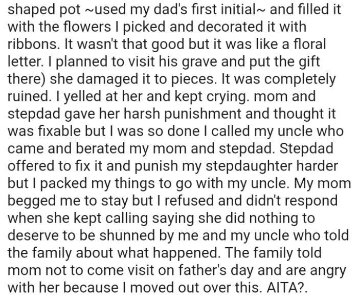 The OP didn't respond when her mom kept calling, saying she did nothing to deserve to be shunned by her.