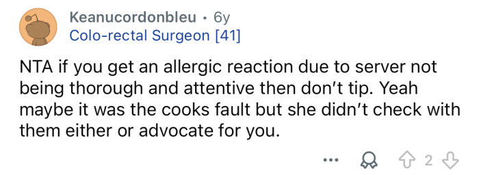 The server was at fault.