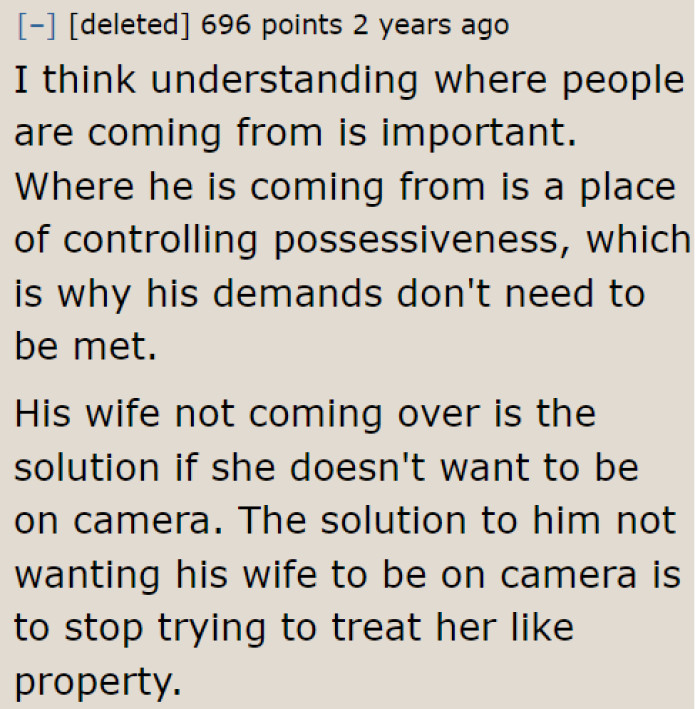 The only solution here is to prevent the wife from coming to the OP's home.