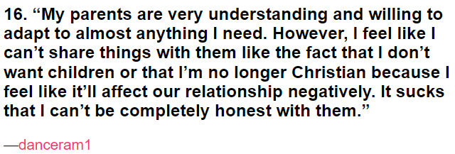 Inability to be fully honest.