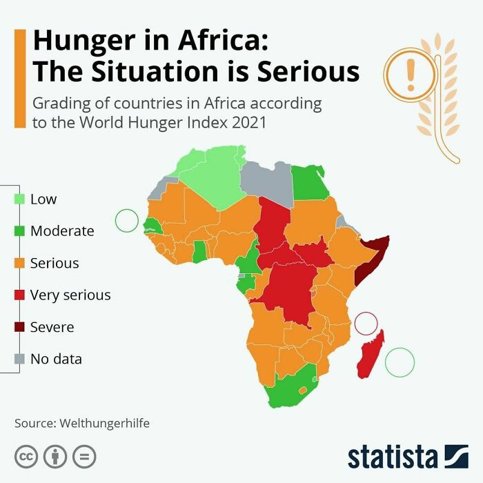 21. This Map Displays The Grading Of Countries In Africa According To The World Hunger Index 2021