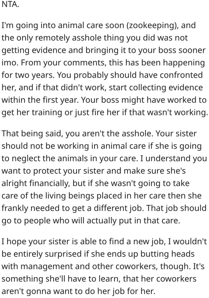 She should have gotten her sister fired sooner.