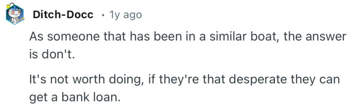 “As someone that has been in a similar boat, the answer is don't.”