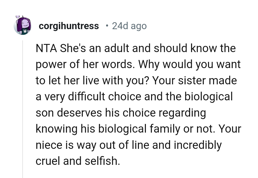 OP's niece is way out of line