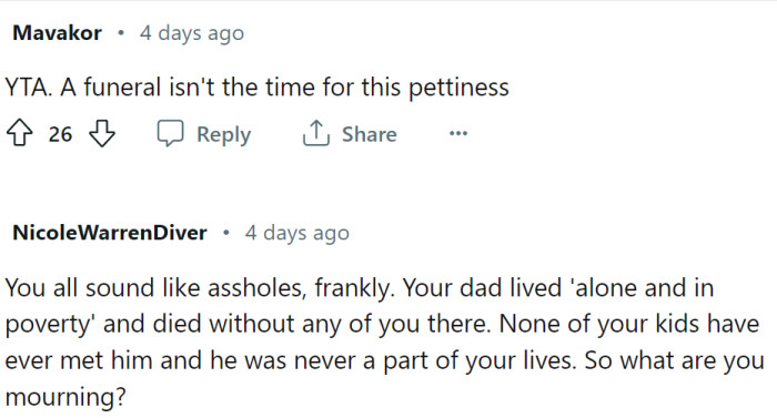 So much pettiness, considering they were all NC or LC with their father