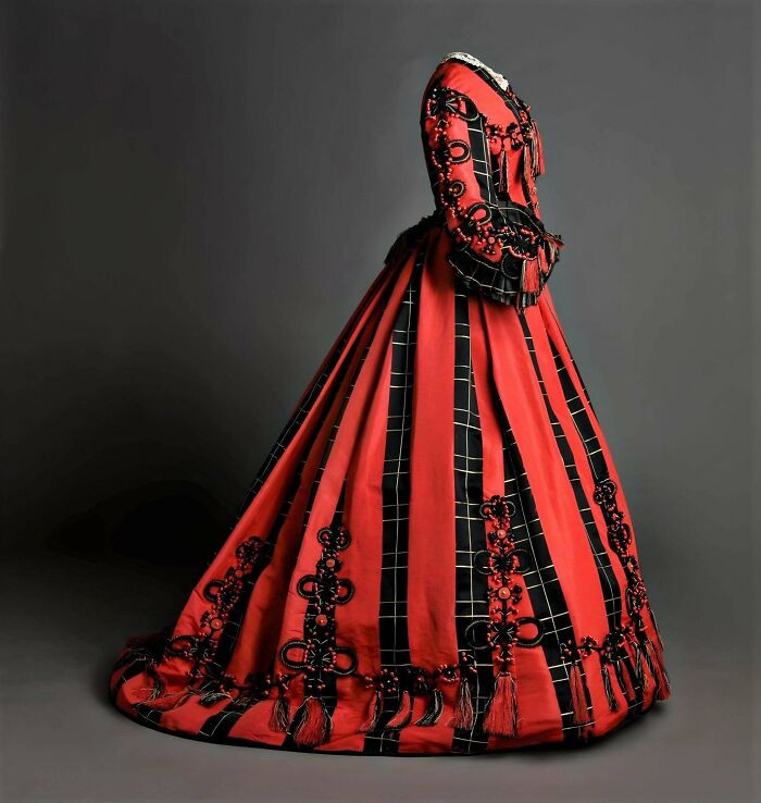 "Satin, Lace, And Tassel Embellished Dress, CA. 1865-1869 (Museo Del Traje)"