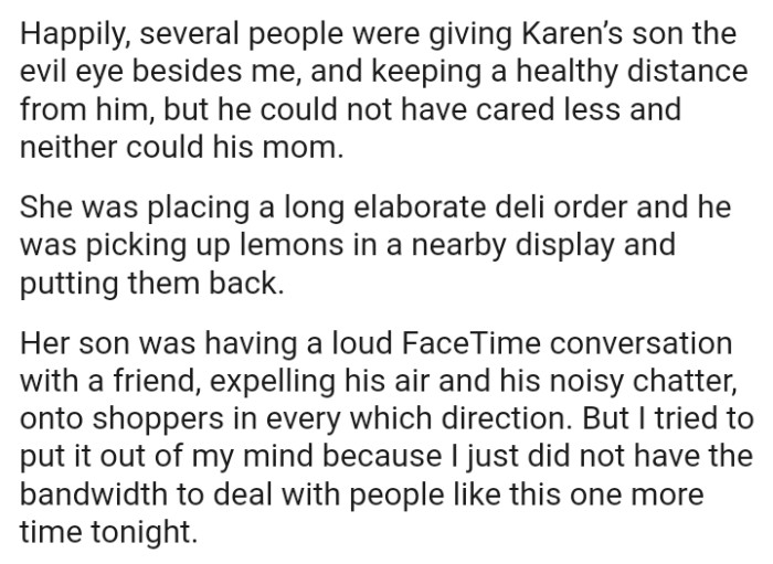 The boy could not have cared less and neither could his mom