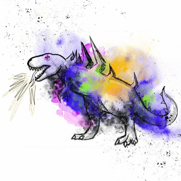 25. The spikes and watercolor make this look like a T. rex that has mutated