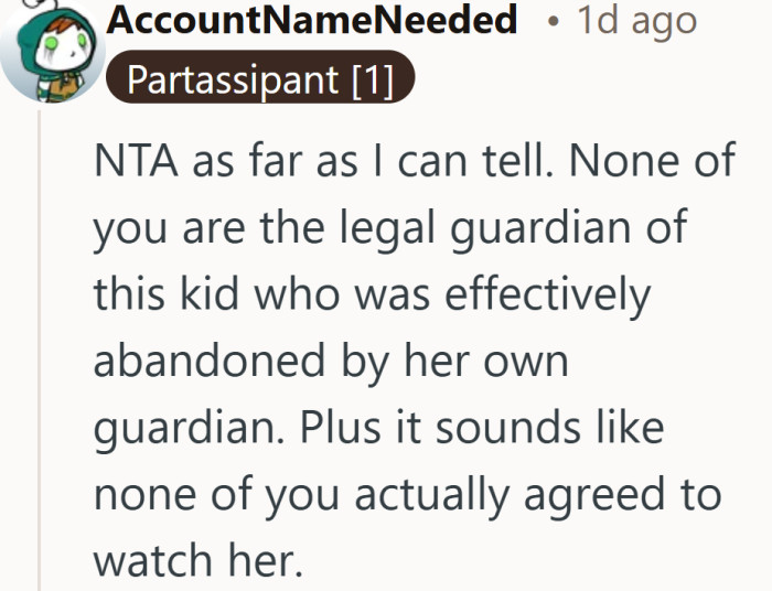 Being related to someone does not automatically make you their legal guardian during a crisis.