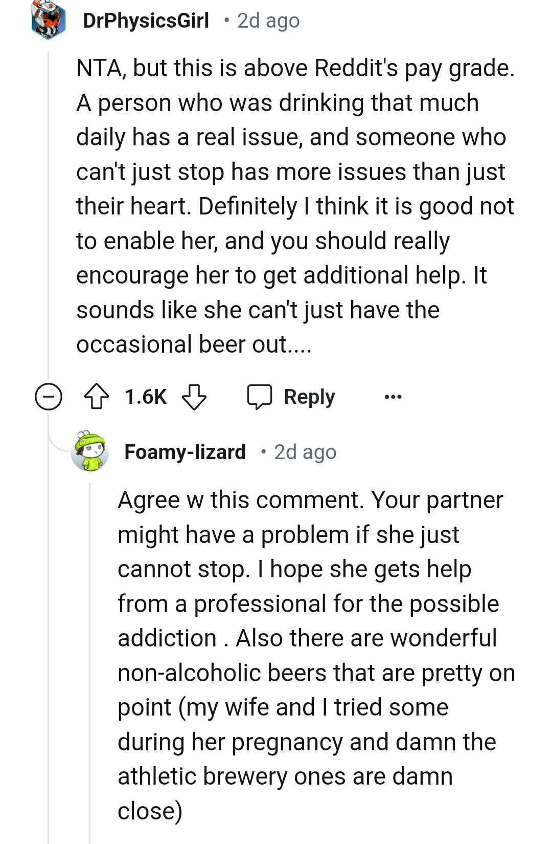 It is not good to enable her, as someone who drinks like that has a real issue