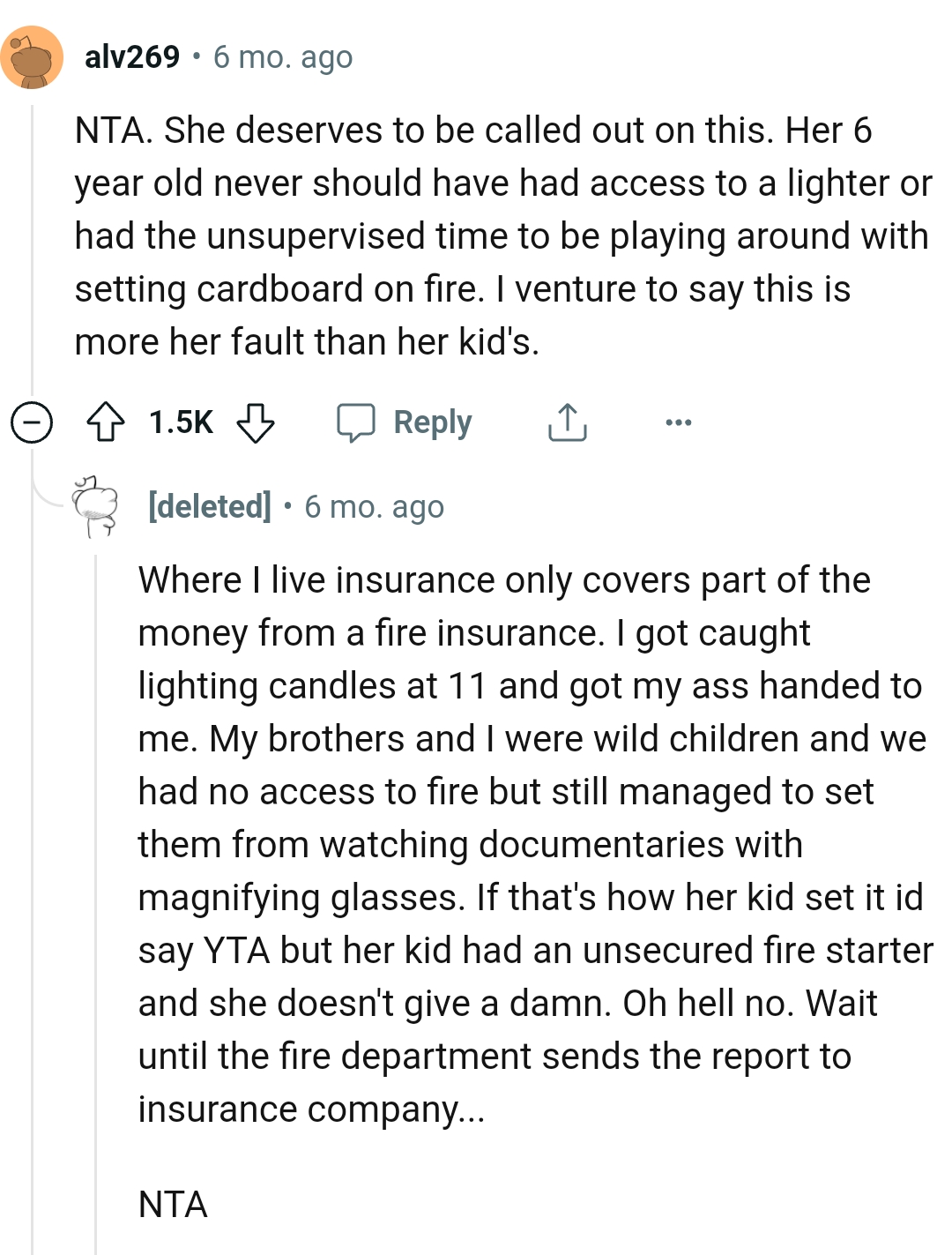 This is more of the OP's sister's fault as her child should have never had access to a lighter