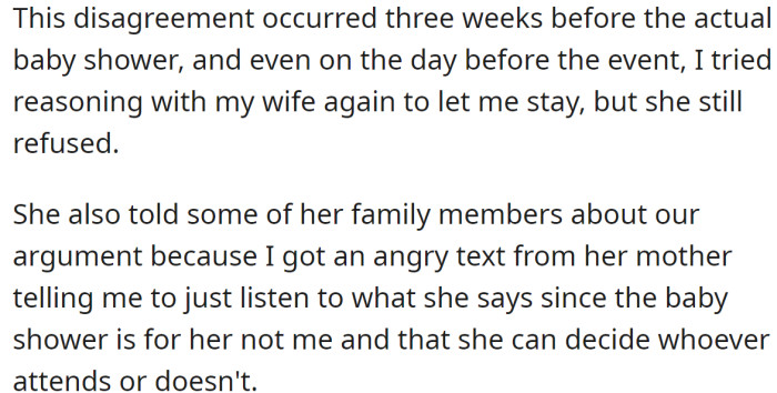 Even her family supported her and advised him to respect her wishes: