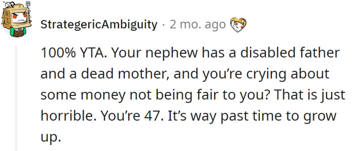 The OP should be more sympathetic