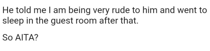 Angry husband goes to sleep in the guest room