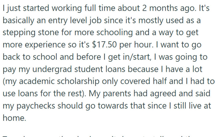 This 24-year-old woman embarked on her full-time job journey two months ago, earning $17.50 per hour.
