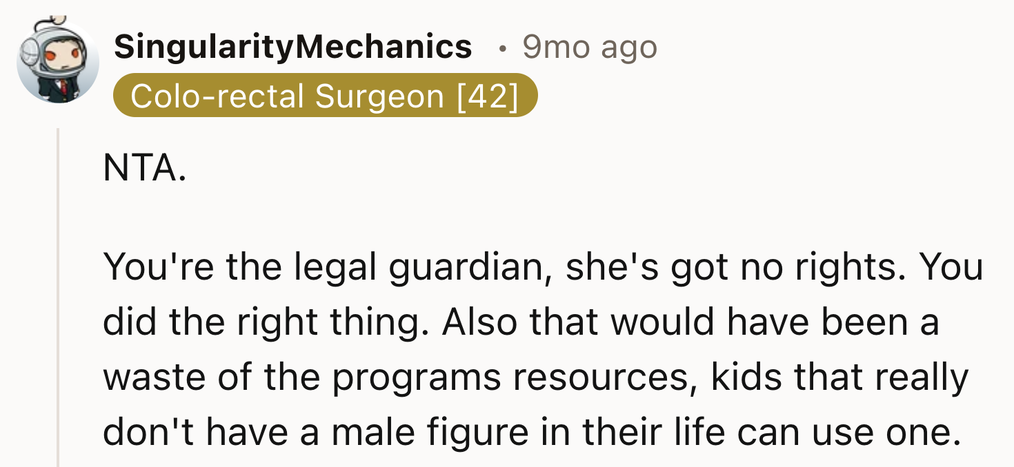 OP Is The Legal Guardian