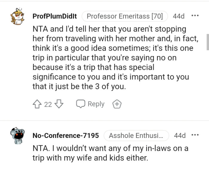 This is a trip that has special significance to the OP, and it's important that it's just the immediate family