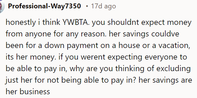 Her savings are her business