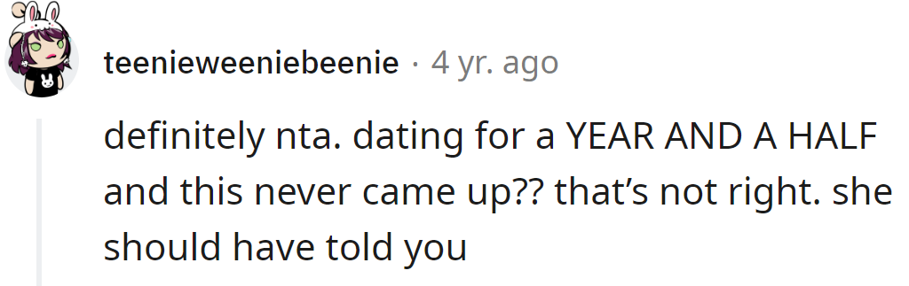 She should have told him earlier