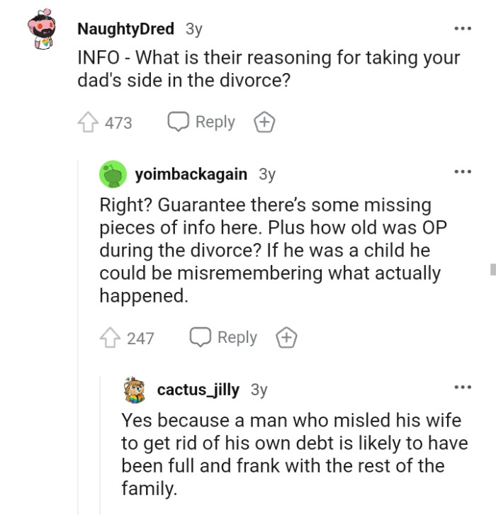 A man who misled his wife to get rid of his own debt