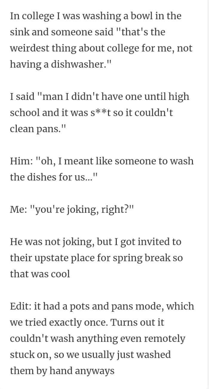 28. Weirdest thing about college