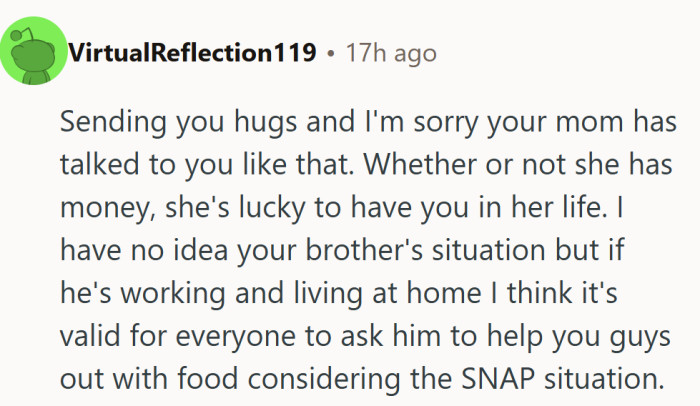 A rare mix of empathy and practicality—finally, someone addressing the real imbalance here.