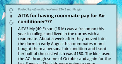 Redditor Asks If She Is Unreasonable For Requesting Roommate To Pay The Full Cost Of AC Unit