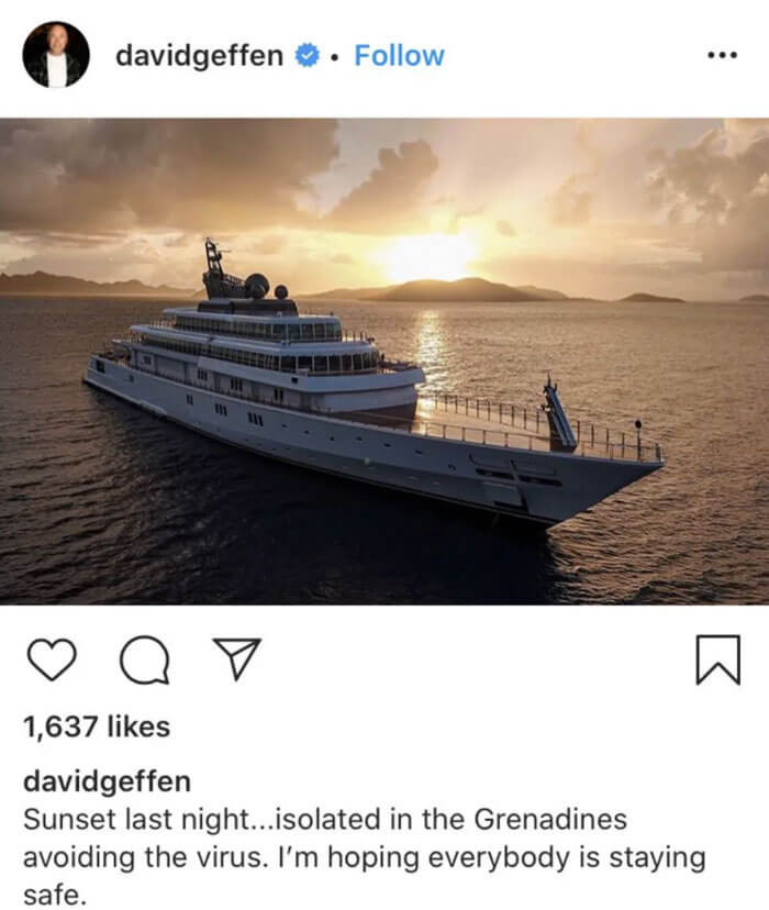 4. Billionaire David Geffen Is “Self-Isolating” on His Mega-Yacht in the Caribbean