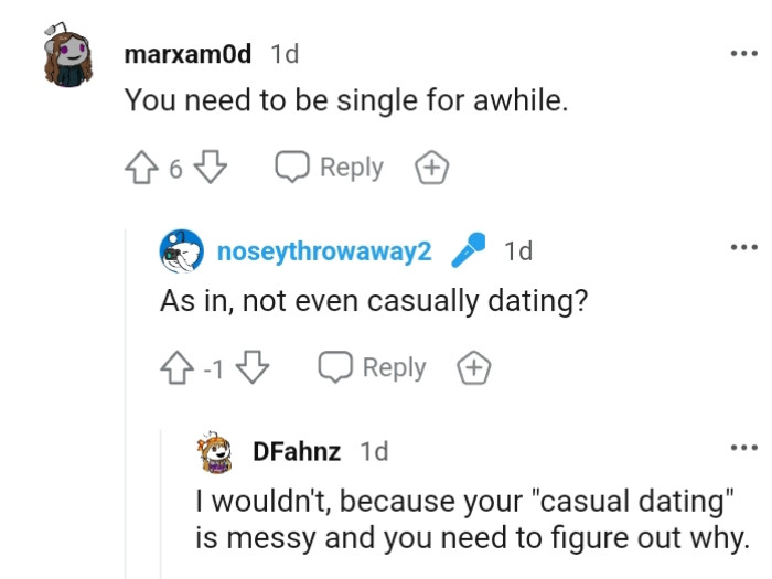 Maybe OP needs to be single